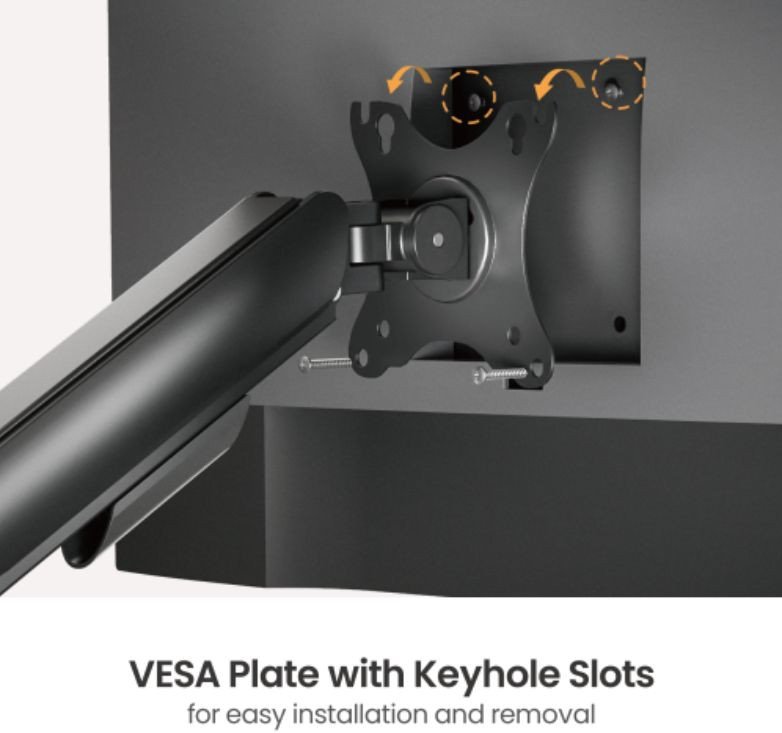 Krah monitori ESTUFF Single Gas Spring, VESA, një monitor, i zi