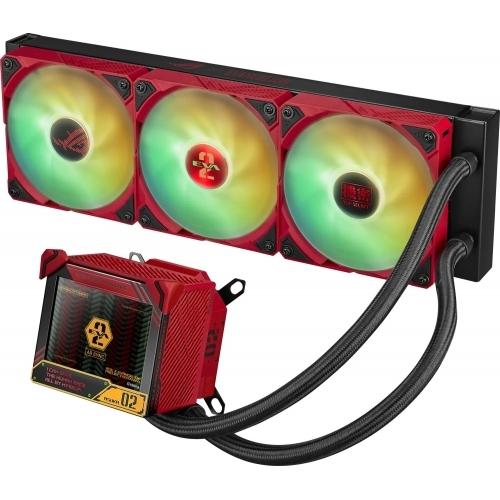 Ftohës uji për CPU ASUS ROG RYUJIN III 360 ARGB EVA 02 Edition, 360 mm, LCD 3.5", zi e kuqe