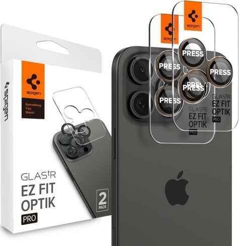 Mbrojtës kamere Spigen Optik Pro Glastr EZ Fit, për iPhone 16 Pro dhe Pro Max, 2 copë, Desert Titanium