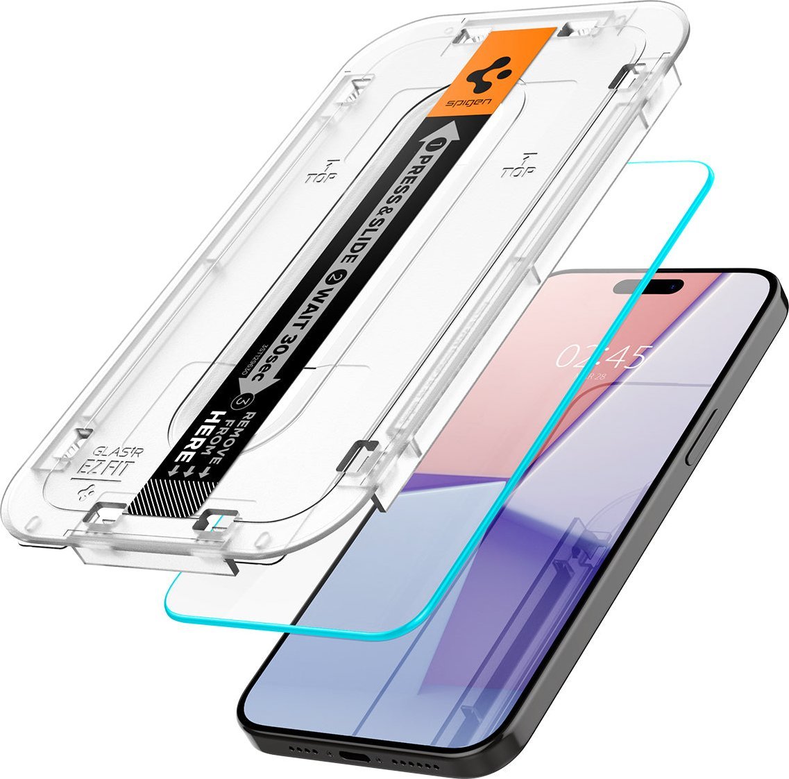 Xham mbrojtës Spigen Glas.TR EZ Fit për iPhone 15 Pro, tempered glass, set 2 copë, transparent