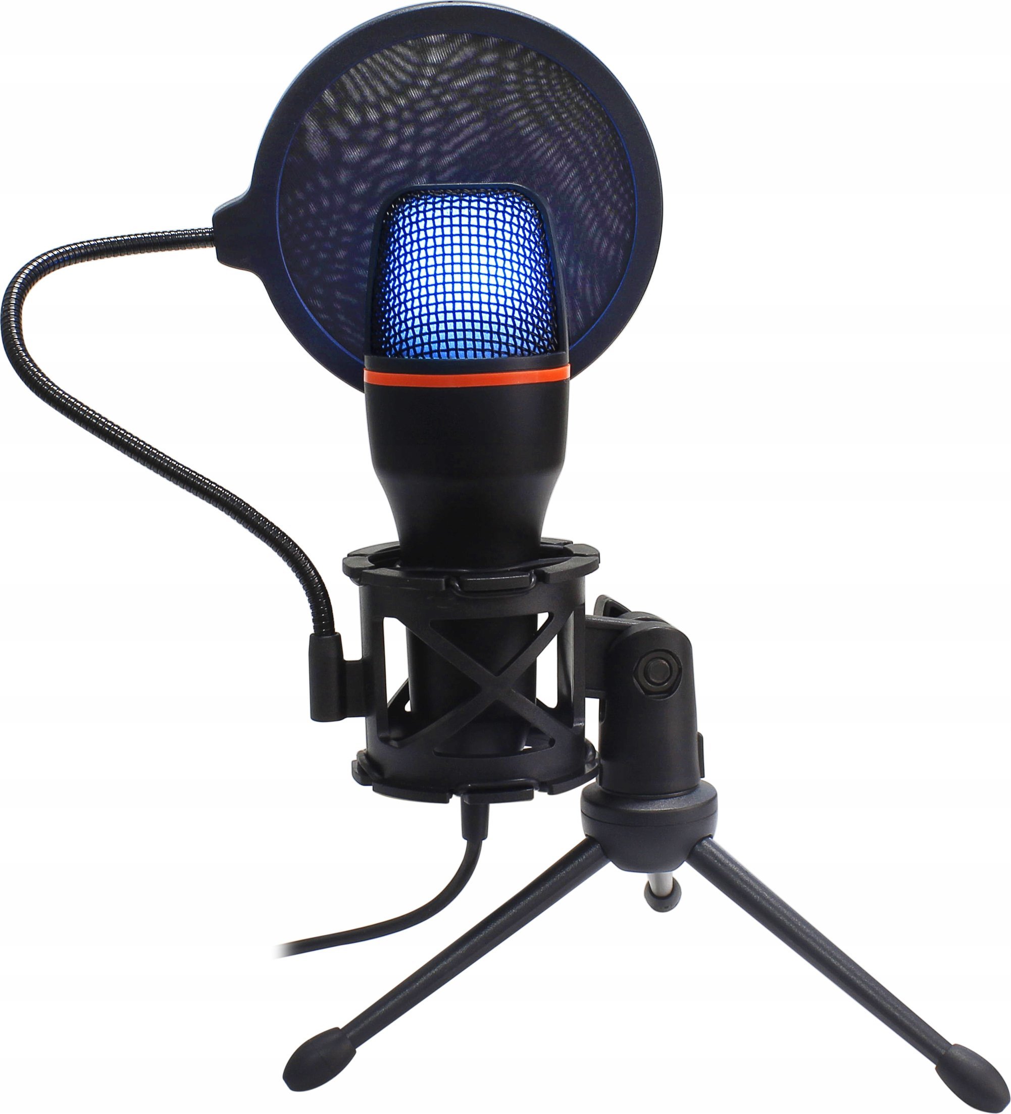 Mikrofon kondenzator BLOW Gaming, USB, me tripod, ndriçim RGB