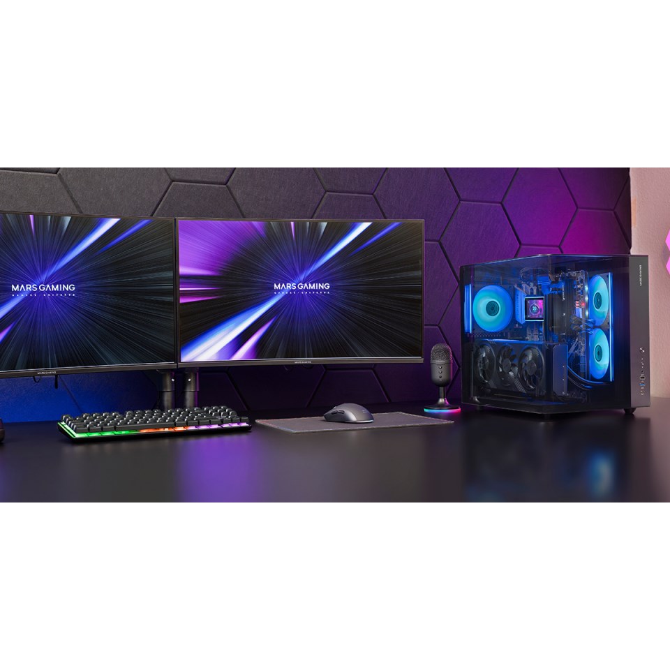 Kuti gaming Mars Gaming MC-Infiniolite, ATX, xham i temperuar, strukturë me dy dhoma, e zezë