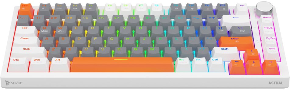 Tastierë gaming Savio Astral White Jade, USB, ndriçim 3 ngjyra, e bardhë