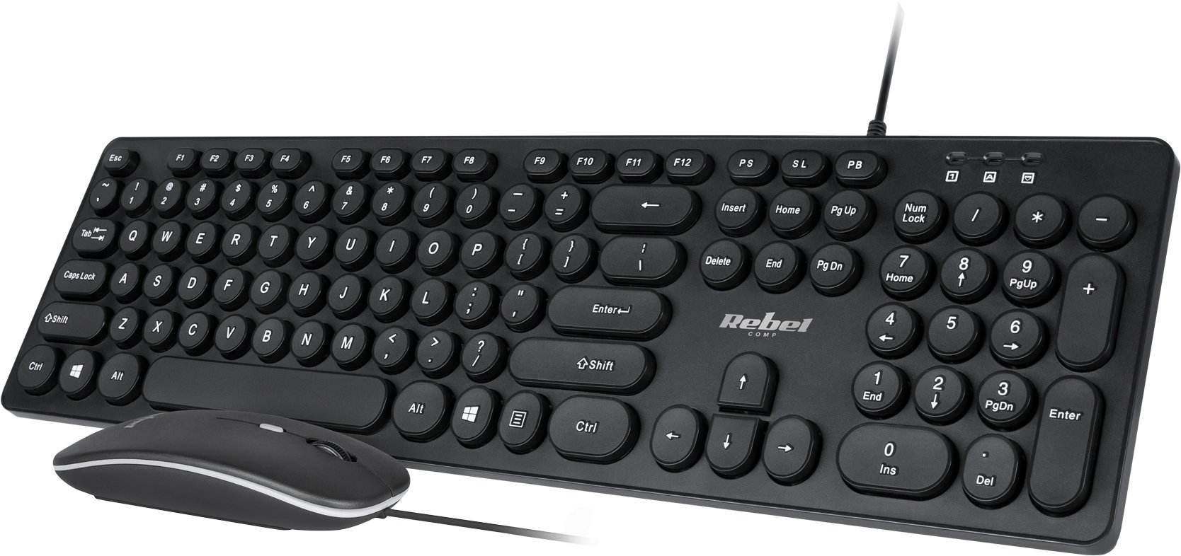 Set tastierë dhe maus Rebel Electro WDS200, me kabllo, USB, i zi