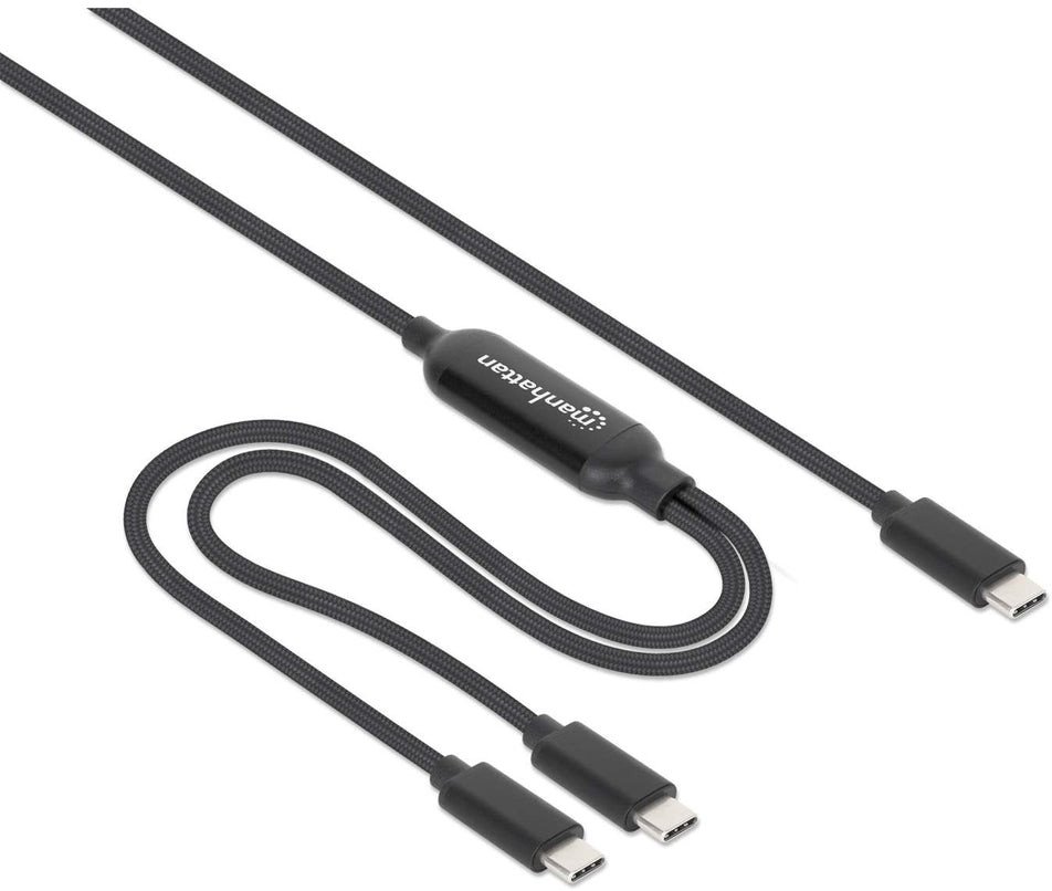 Kabllo karikimi Manhattan Dual USB C, 100W, 2m, e zezë