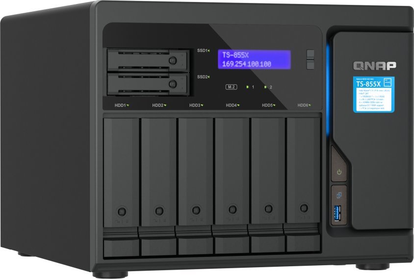 Server NAS Qnap TS-855X-8G, 8 vende disqesh, 10GbE, gri