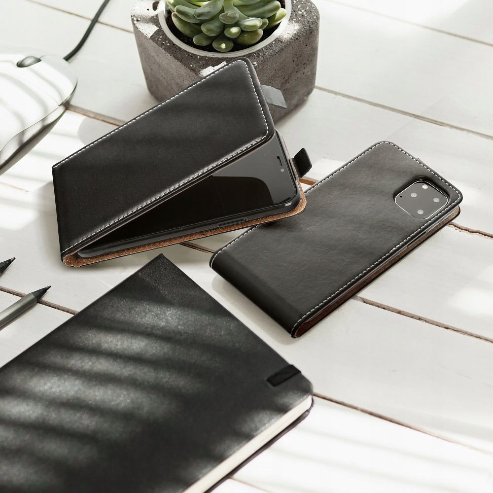 Këllëf portofol Futera Slim Flexi për Xiaomi Redmi 12 4G, kapak vertikal, magnetik, i zi