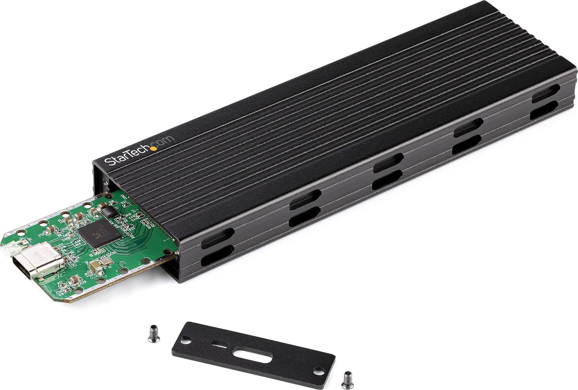 Kuti e jashtme SSD StarTech.com, USB C 10Gbps, M.2 NVMe SATA, alumini e zezë