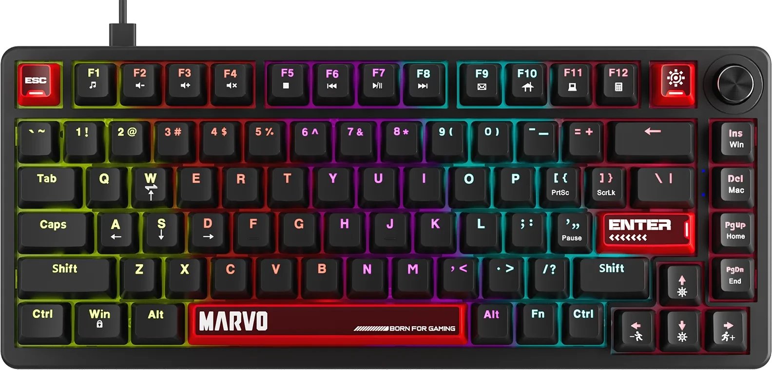 Tastierë mekanike Marvo Arma 82 KG936, 75%, RGB, e bardhë