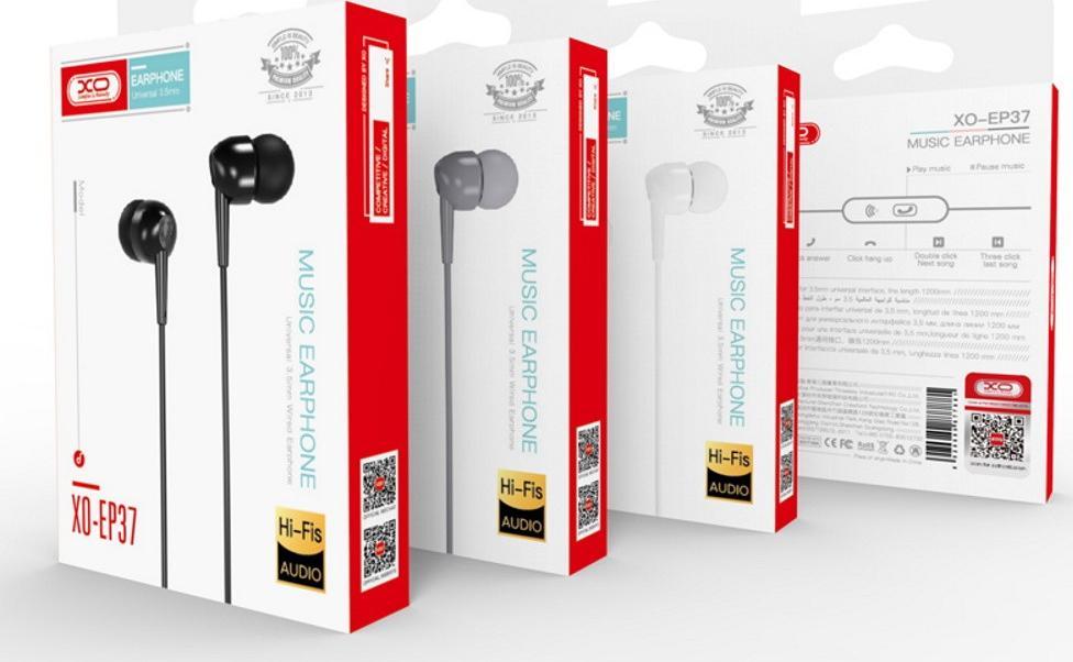 Kufje me kabllo XO EP37, 3.5mm, in ear, të bardha