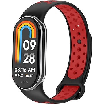 Rrip sportiv Eternico për Xiaomi Smart Band 8 9, silikon, i zi me të kuqe