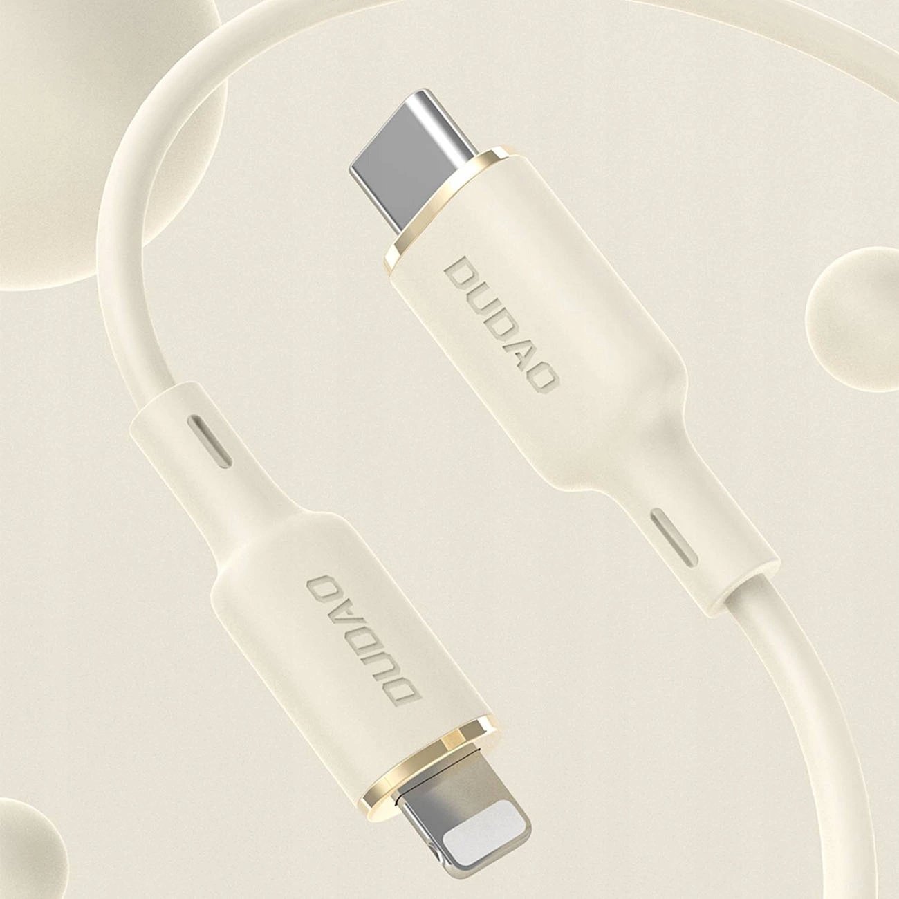 Kabllo 2 në 1 Dudao L7Sf, USB C në USB C dhe Lightning, 100W, 1.2m, bezhë