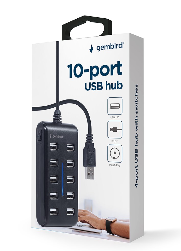 USB Hub Gembird, 10 porte USB 2.0, i zi