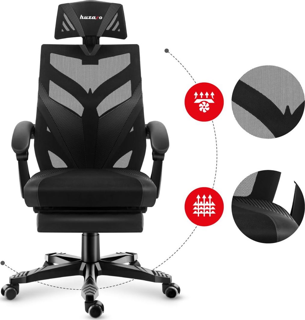 Karrige gaming Huzaro Combat 5.0, mekanizëm rrotullues, deri 140 kg, e zezë