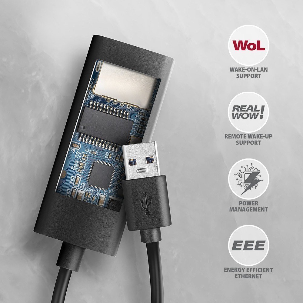 Adapter rrjeti Axagon ADE-AR, USB-A 3.2 Gen 1, Gigabit Ethernet, i zi