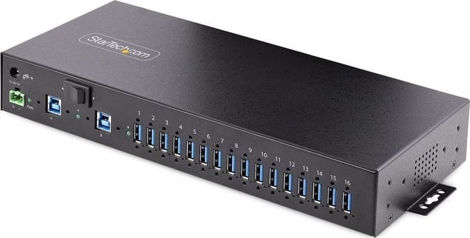Hub industrial USB StarTech 16 porta, USB 3.0 5 Gbps, montim DIN dhe rack, metalik