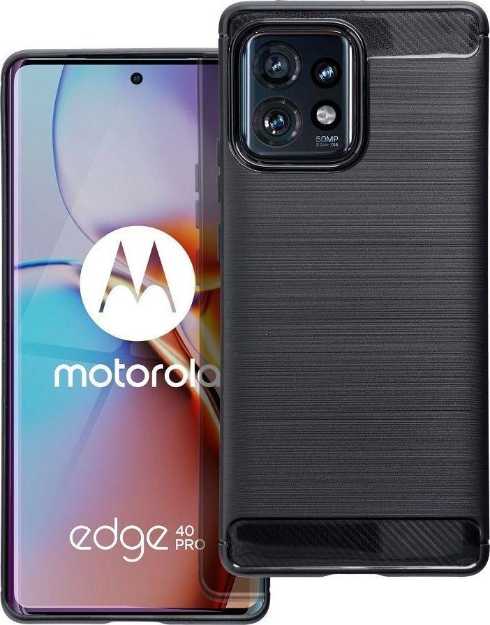 Mbulesë telefoni Carbon Case për Motorola Edge 40 Pro, silikoni, e zezë