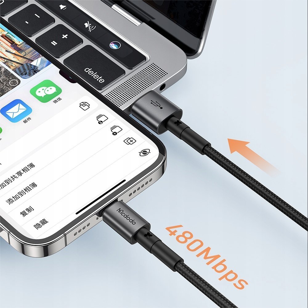 Kabllo karikimi Mcdodo Prism Series USB në Lightning, 36W, 1.2m, i zi