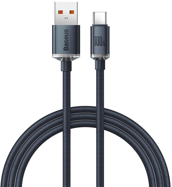 Kabllo karikimi / të dhënash Baseus Crystal Shine Series USB-A - USB-C, 100W, 1.2m, e zezë