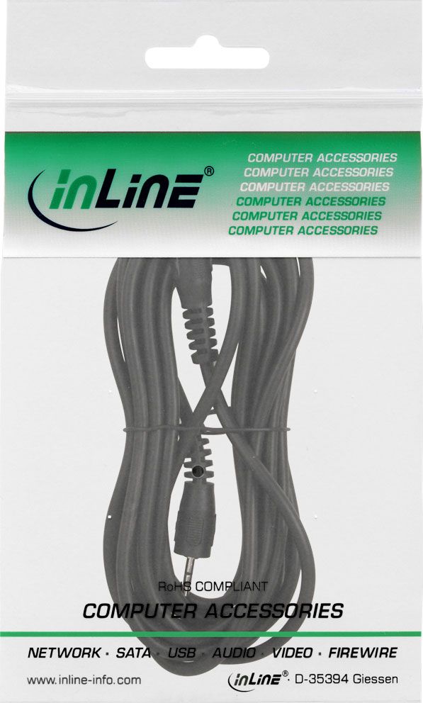 Kabllo audio InLine Jack 2.5mm në Jack 2.5mm, 5m, e zezë