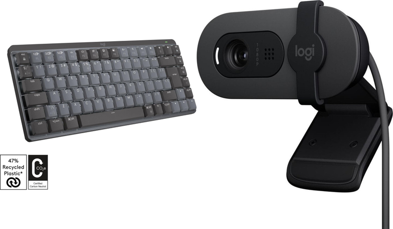Set tastierë dhe kamerë Logitech MX Mechanical Mini Tactile Quiet, pa tela, Full HD 1080p, i zi