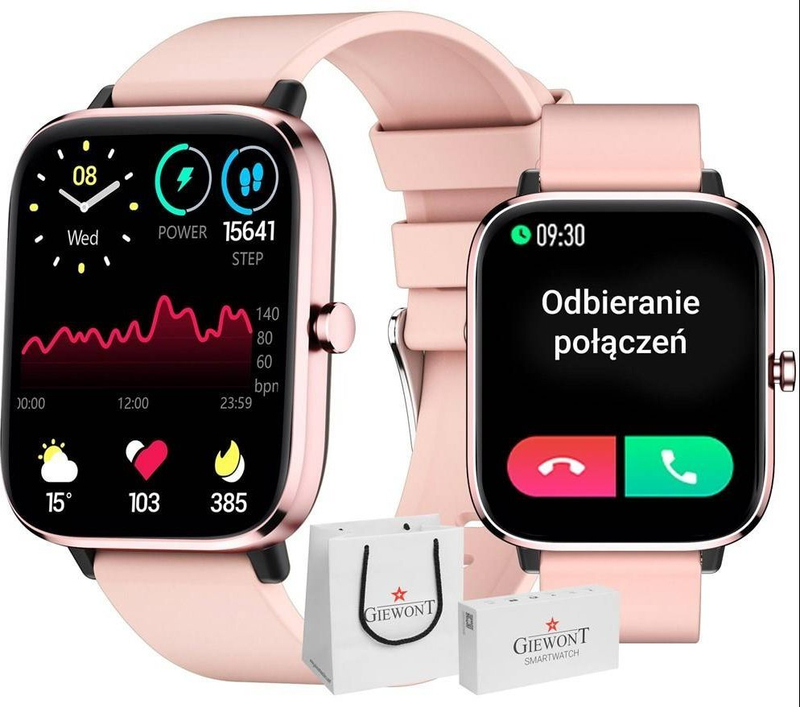 Smartwatch Giewont GW230-1, ekran me prekje, rose gold rozë