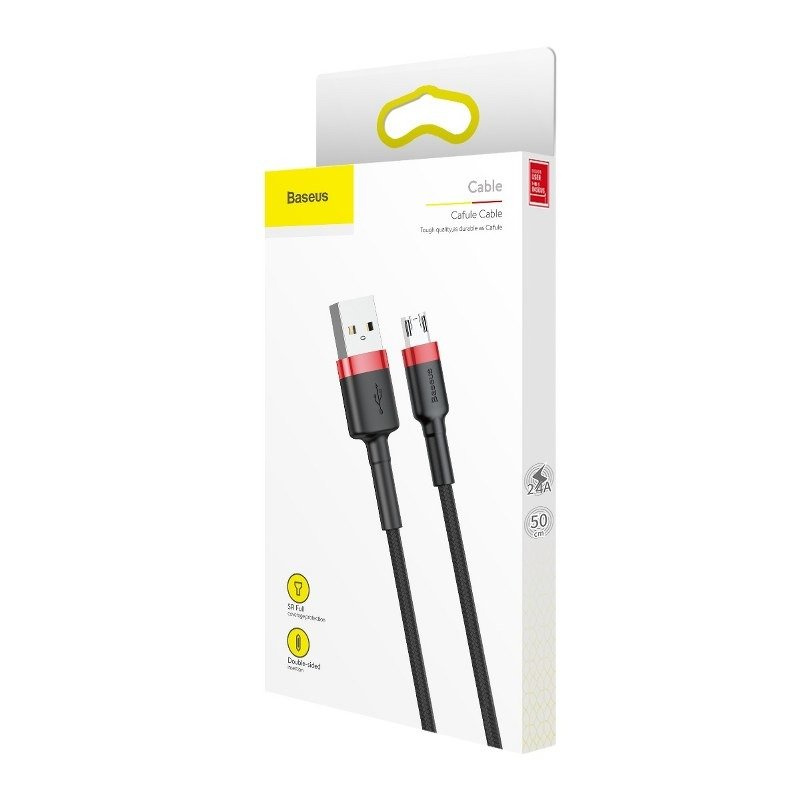 Kabllo USB Baseus CAMKLF C91, USB A në microUSB, 2 m, e zezë kuqe