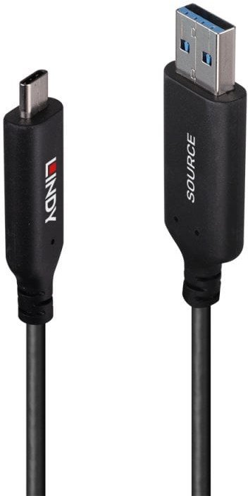 Kabllo USB Lindy, 50m, USB 3.2 Gen 1 Type A në C, fibrë optike