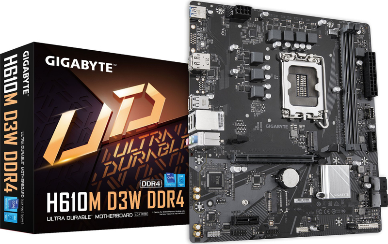 Pllakë amë Gigabyte H610M D3W, DDR4 3200MHz, M.2 PCIe 3.0, e zezë