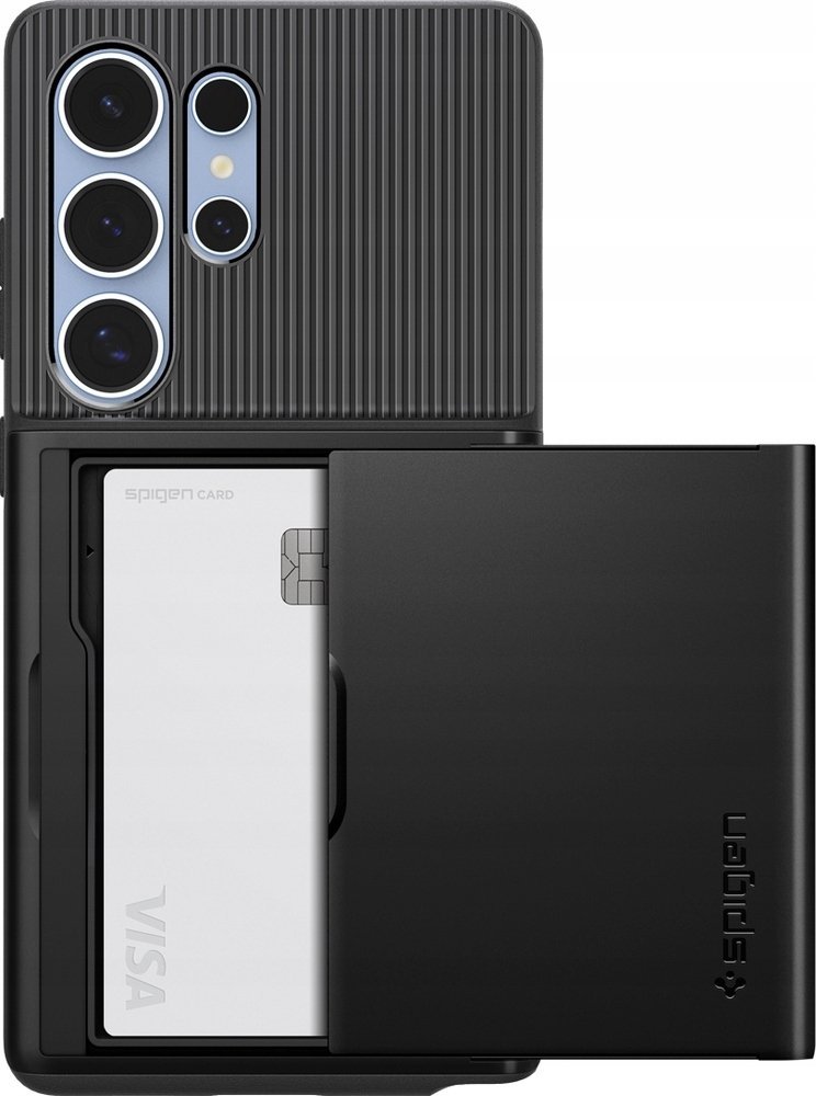 Mbulesë Spigen Slim Armor CS për Samsung Galaxy S25 Ultra, me kuti kartash, e zezë