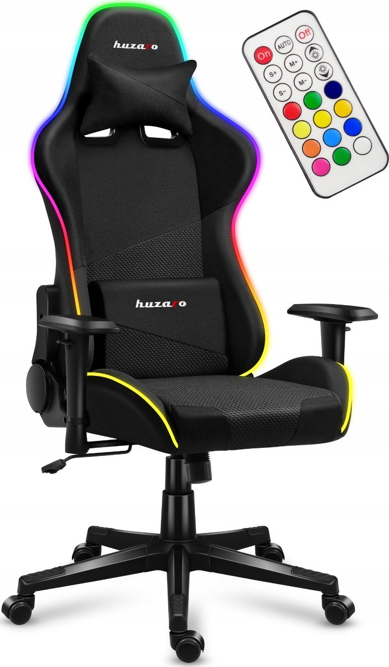 Karrige gaming Huzaro Force 6.3 RGB Mesh, deri 130kg, me ndriçim RGB, e zezë
