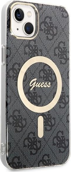 Set MagSafe Guess GUBPP14SH4EACSK për iPhone 14 6.1", karikues wireless, mbrojtëse 4G Print, i zi