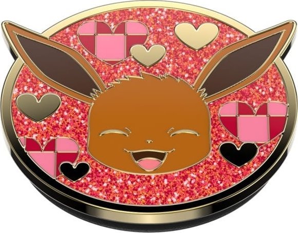 Mbajtëse telefoni PopSockets Pokemon PopGrip, Eevee Enamel Hearts, kafe