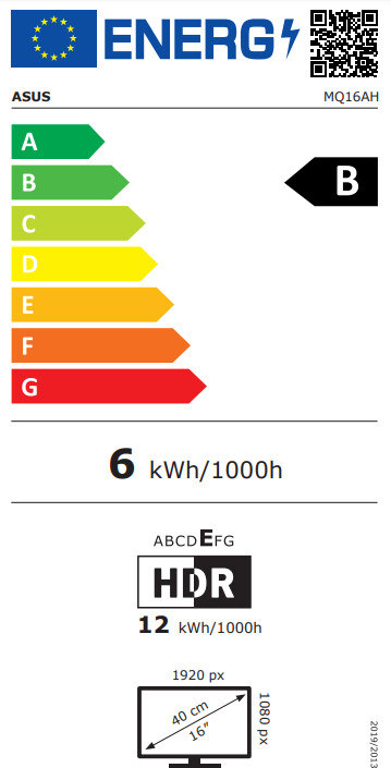 Monitor ASUS ZenScreen MQ16AH, 15,6", OLED