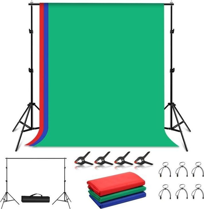 Set për montimin e sfondeve fotografike Tripod Puluz, 2 x 2 m, 3 copë