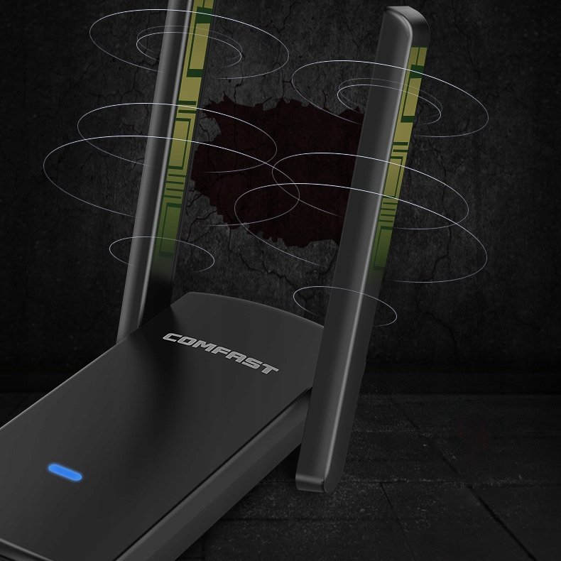 Adapter WiFi USB i pa markë, 1300Mbps, bandë 2.4GHz dhe 5GHz, i zi