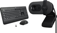 Set tastierë dhe maus me kamerë Logitech MK540 Advanced US dhe Brio 100, wireless, Full HD 1080p, i zi
