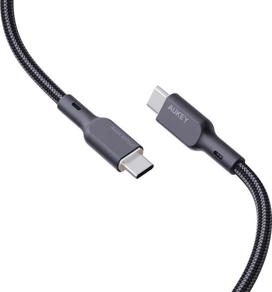 Kabllo Aukey, USB C / USB C, 1.8 m, e zezë
