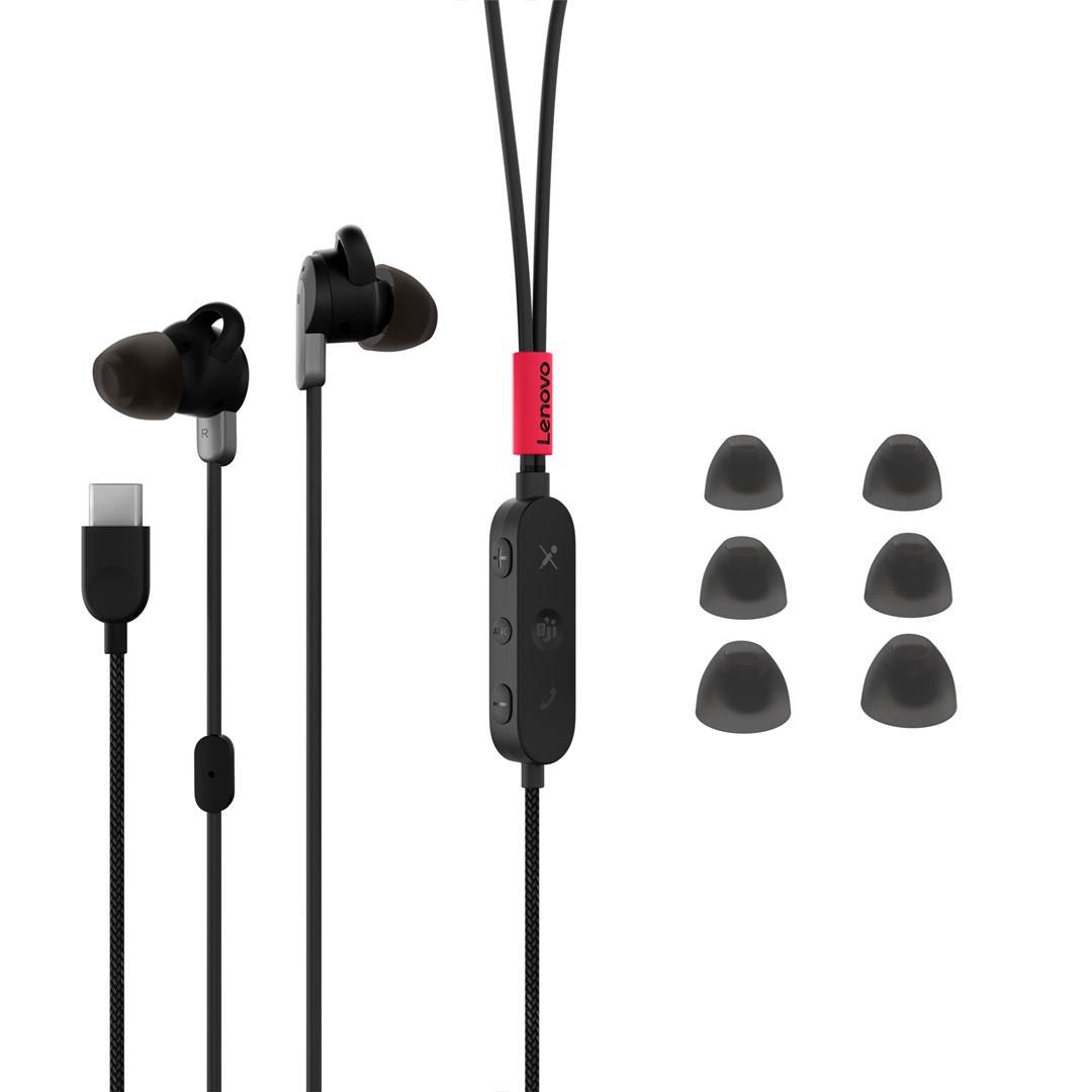 Kufje Lenovo Go USB-C In-ear, ANC, të zeza
