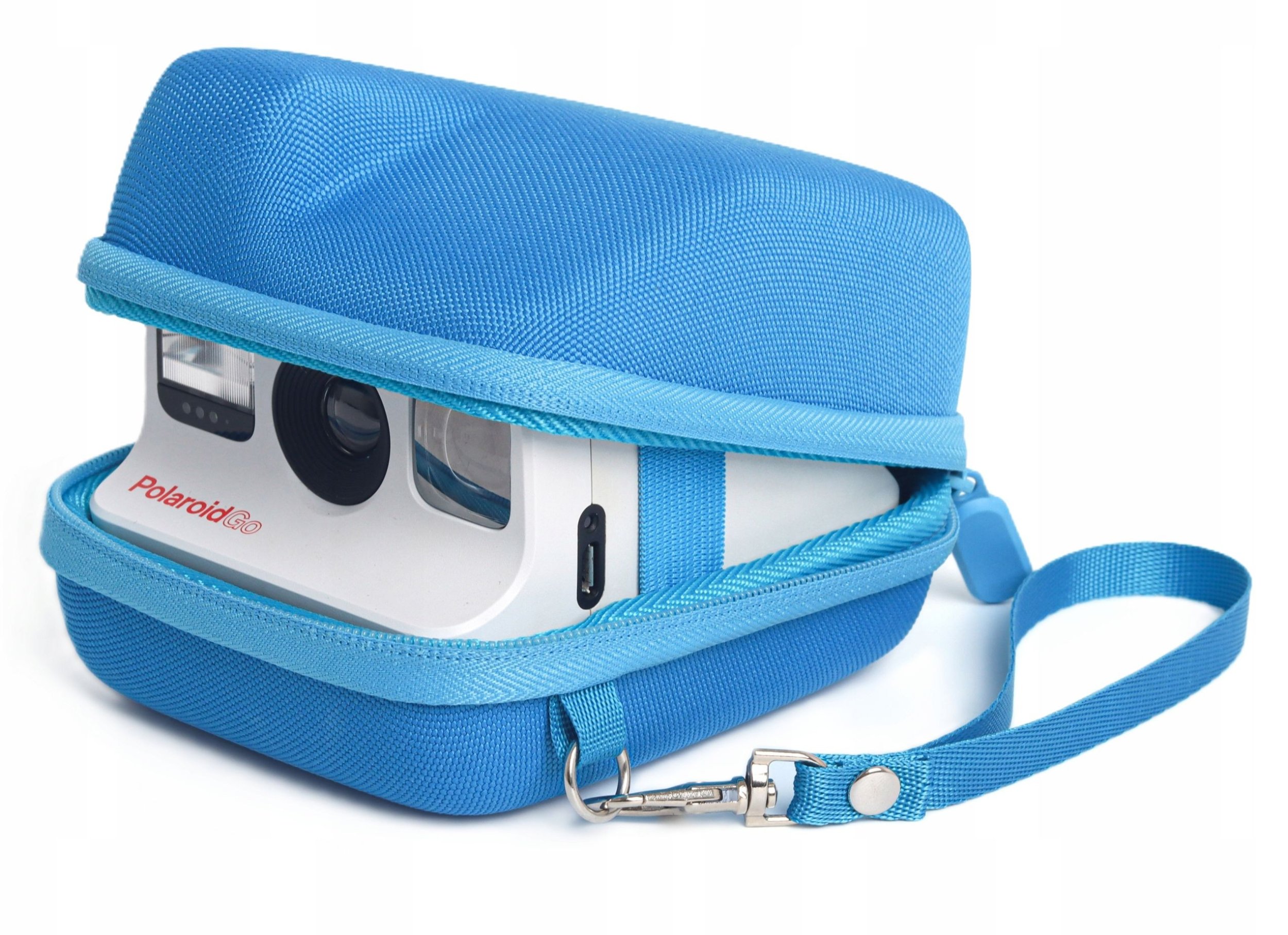 Çantë mbrojtëse LoveInstant për Polaroid Go, korp i fortë, xhep i brendshëm, blu