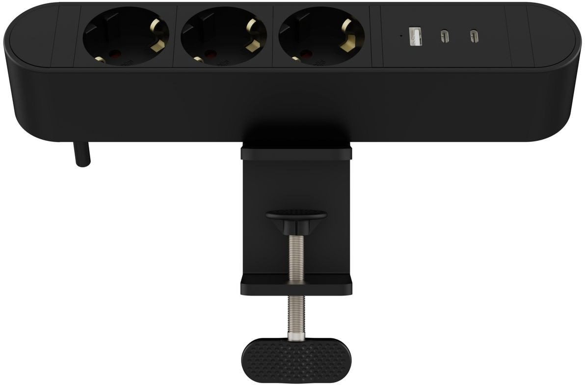 Prizë tavoline Microconnect Multi Desktop Power Socket 3, 3 dalje, kompakte, e zezë