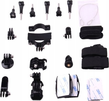 Set aksesorësh për kamera aksion SJCAM, 23 pjesë, i zi