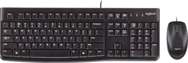 Set tastierë dhe mi Logitech Desktop MK120, me kabllo USB, rezistent ndaj derdhjeve, i zi