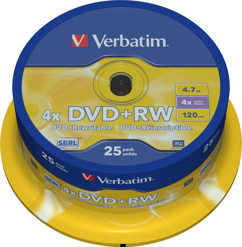 Disqe Verbatim DVD+RW, 4.7GB, 4x, 25 copë