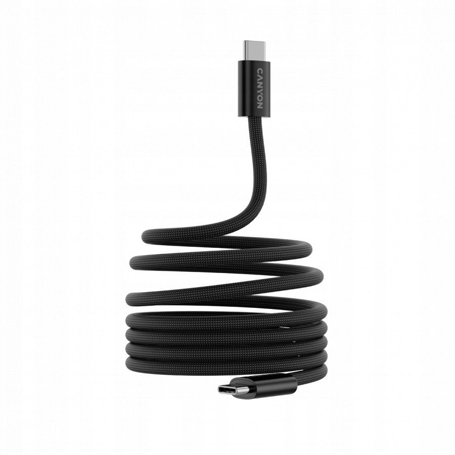 Kabllo USB C Canyon OnWire 60MG, USB C në USB C, 1m, 60W, e zezë