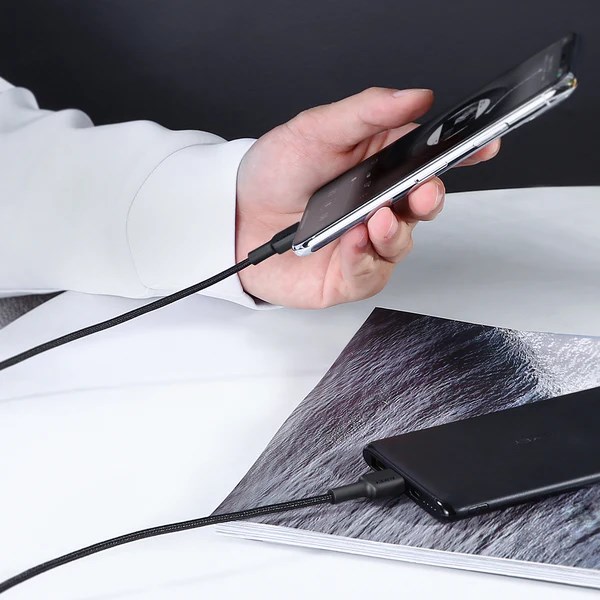 Kabllo Aukey, Lightning / USB C, 1.2 m, e zezë