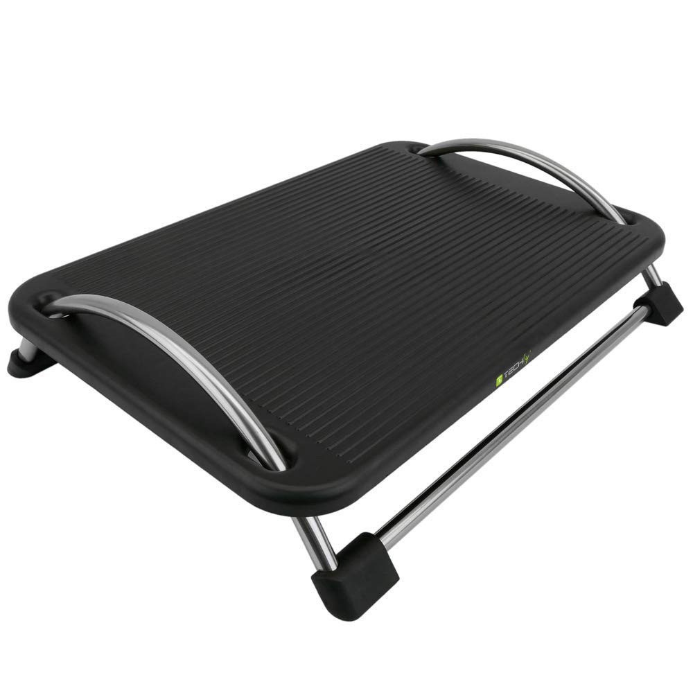 Mbështetëse ergonomike për këmbë Techly 305564, rregullim lartësie dhe këndi, e zezë
