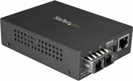 Media konvertues rrjeti StarTech.com Gigabit Ethernet në SC Fiber, 1000Base LX, single mode 10 km, i zi
