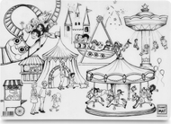 Лист за боење FunnyMat Amusement Park, повторно употреблив, 48 x 33.5 cm, повеќебоен