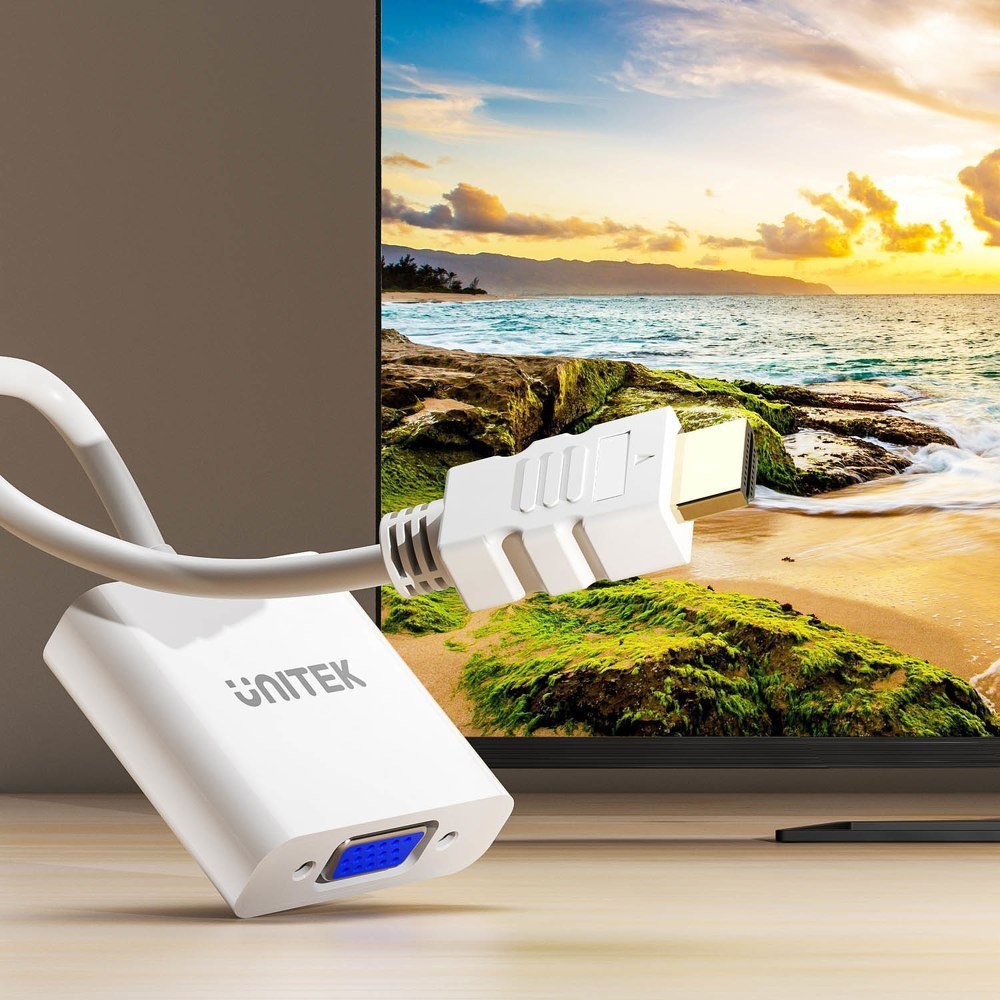 Adapter video Unitek HDMI në VGA, Full HD 1080p, 60Hz, i bardhë